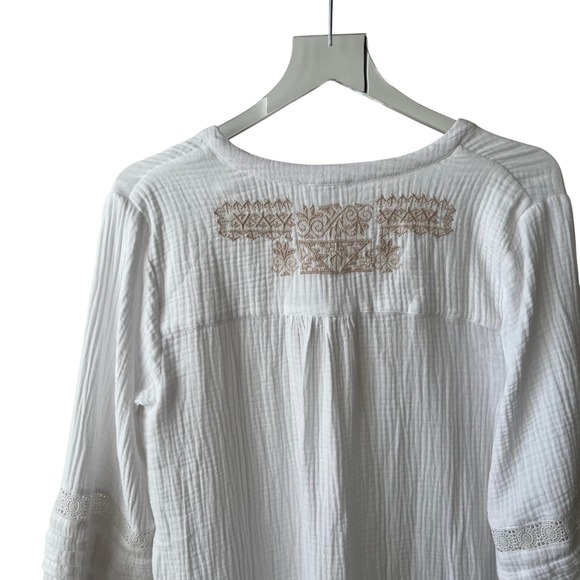 Johnny Was Calme Ghenar Gauze Ruffle Tier Mini Dress small white embroidered - Picture 14 of 15